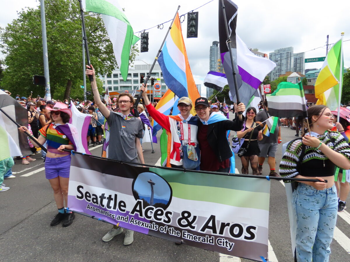 The Seattle Aces & Aros, marching in the Seattle Pride Parade
